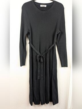 Boden Midi Sweater Dress Size 14 Stretch Rib Knit Black A-Line Like New